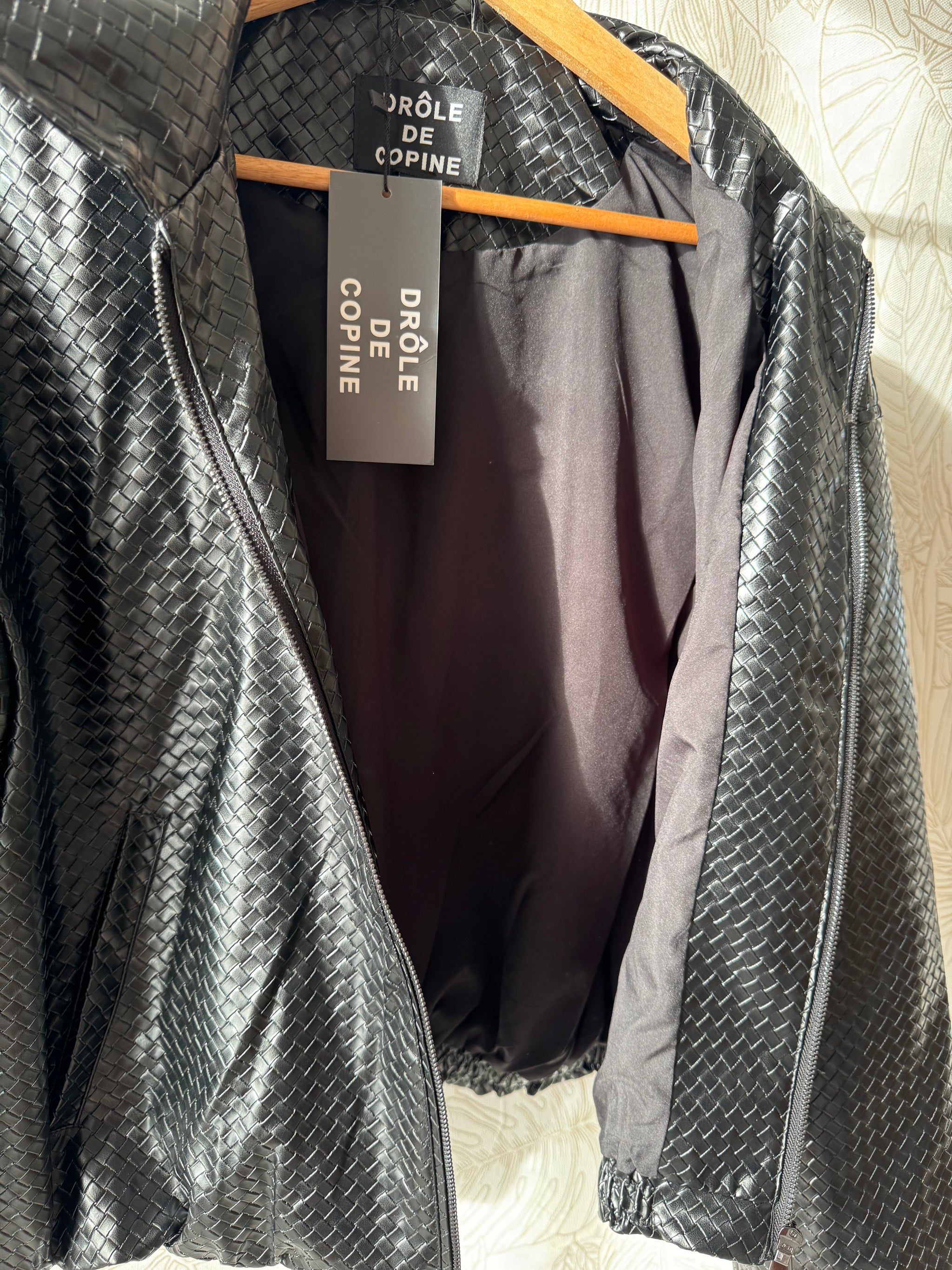 Giacca Ecopelle Braided Nera
