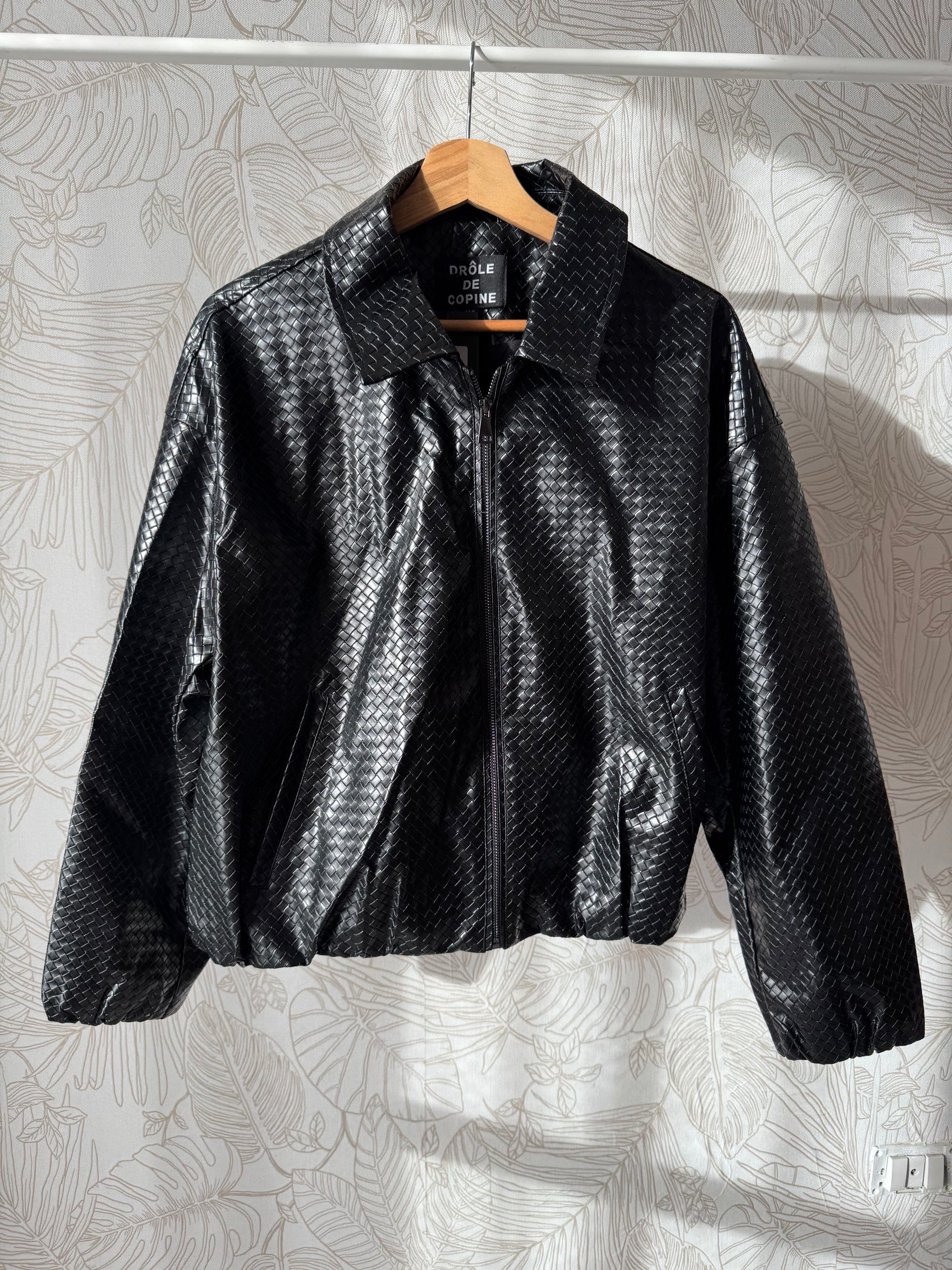 Giacca Ecopelle Braided Nera