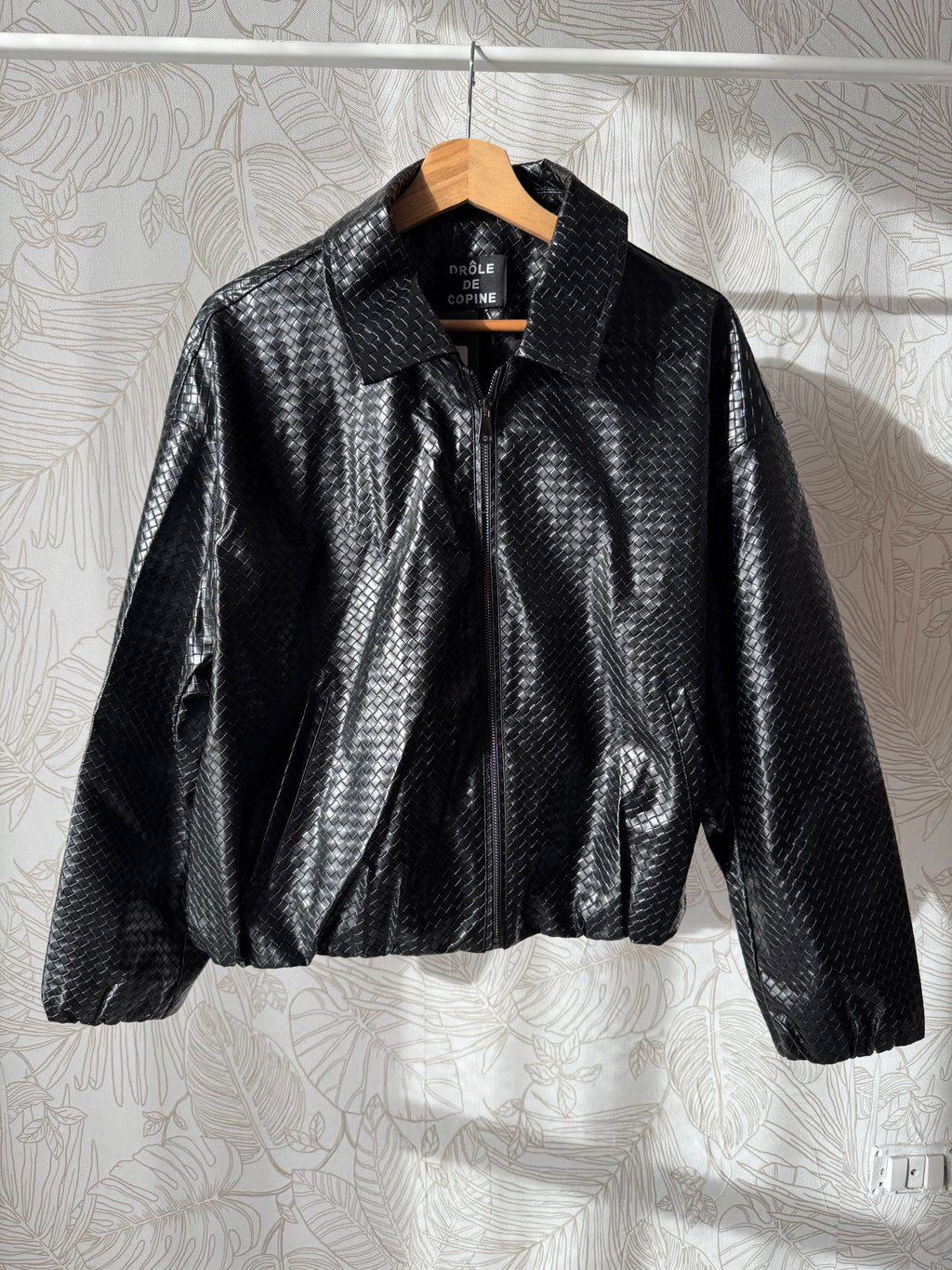 Giacca Ecopelle Braided Nera