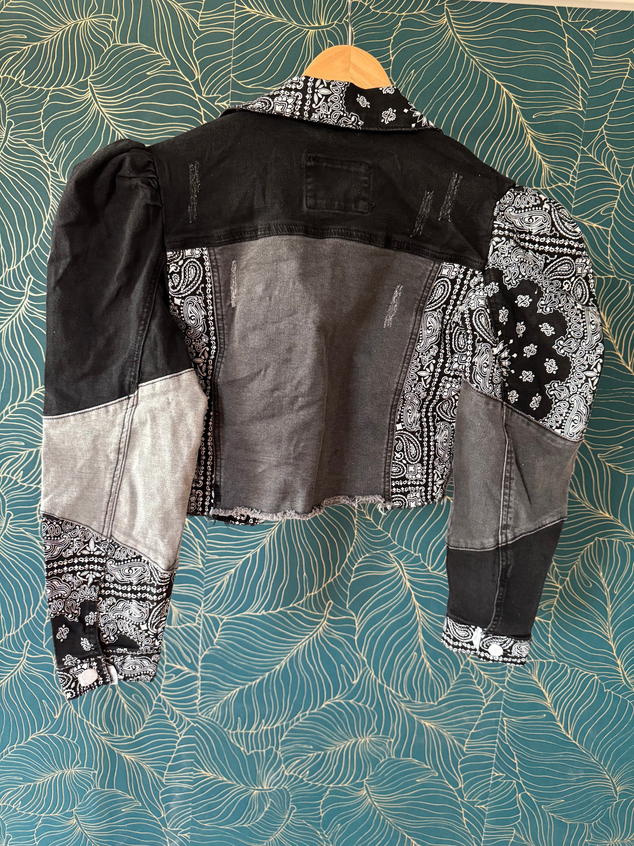 Giacca crop in jeans Bandana