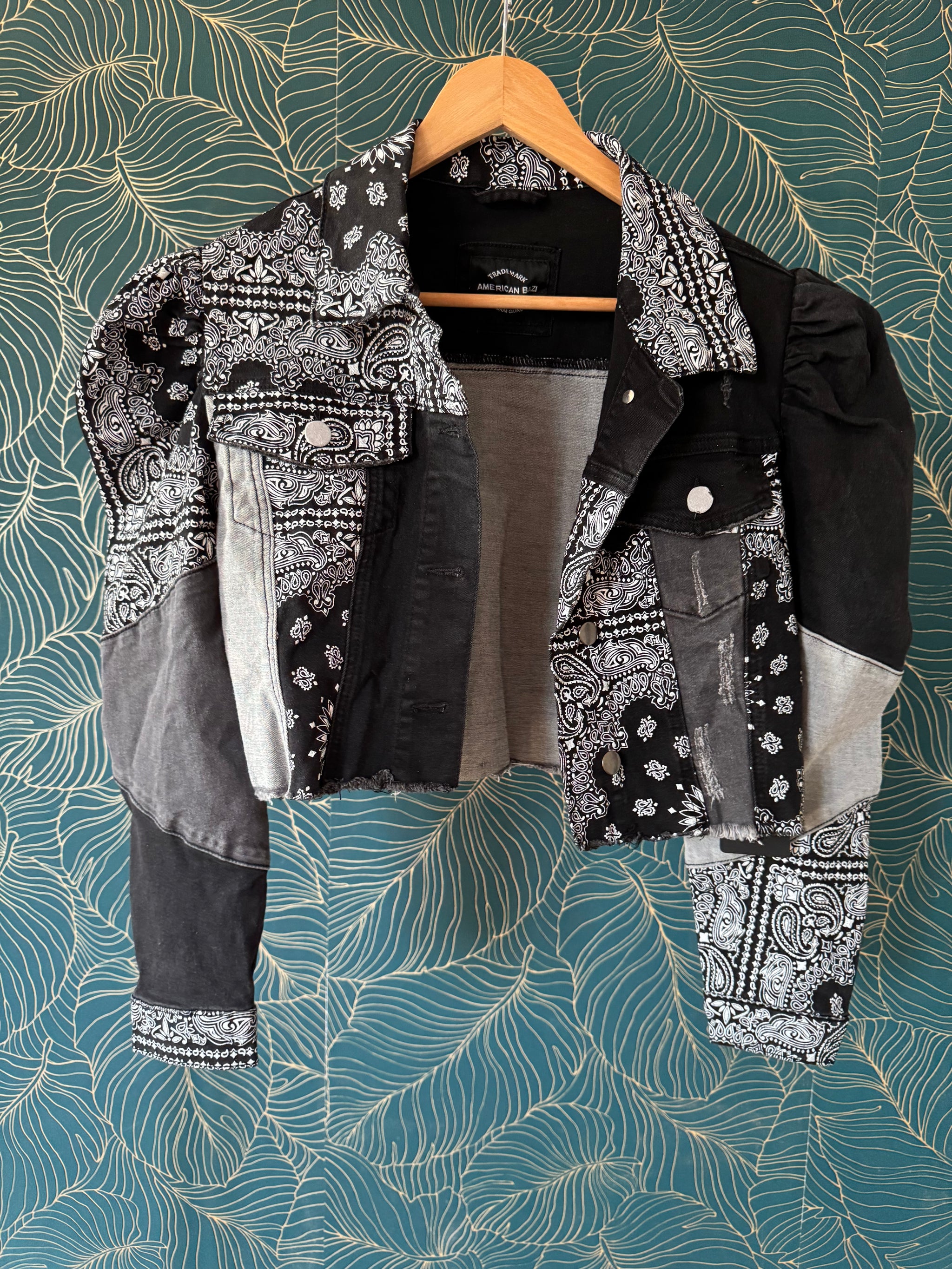 Giacca crop in jeans Bandana