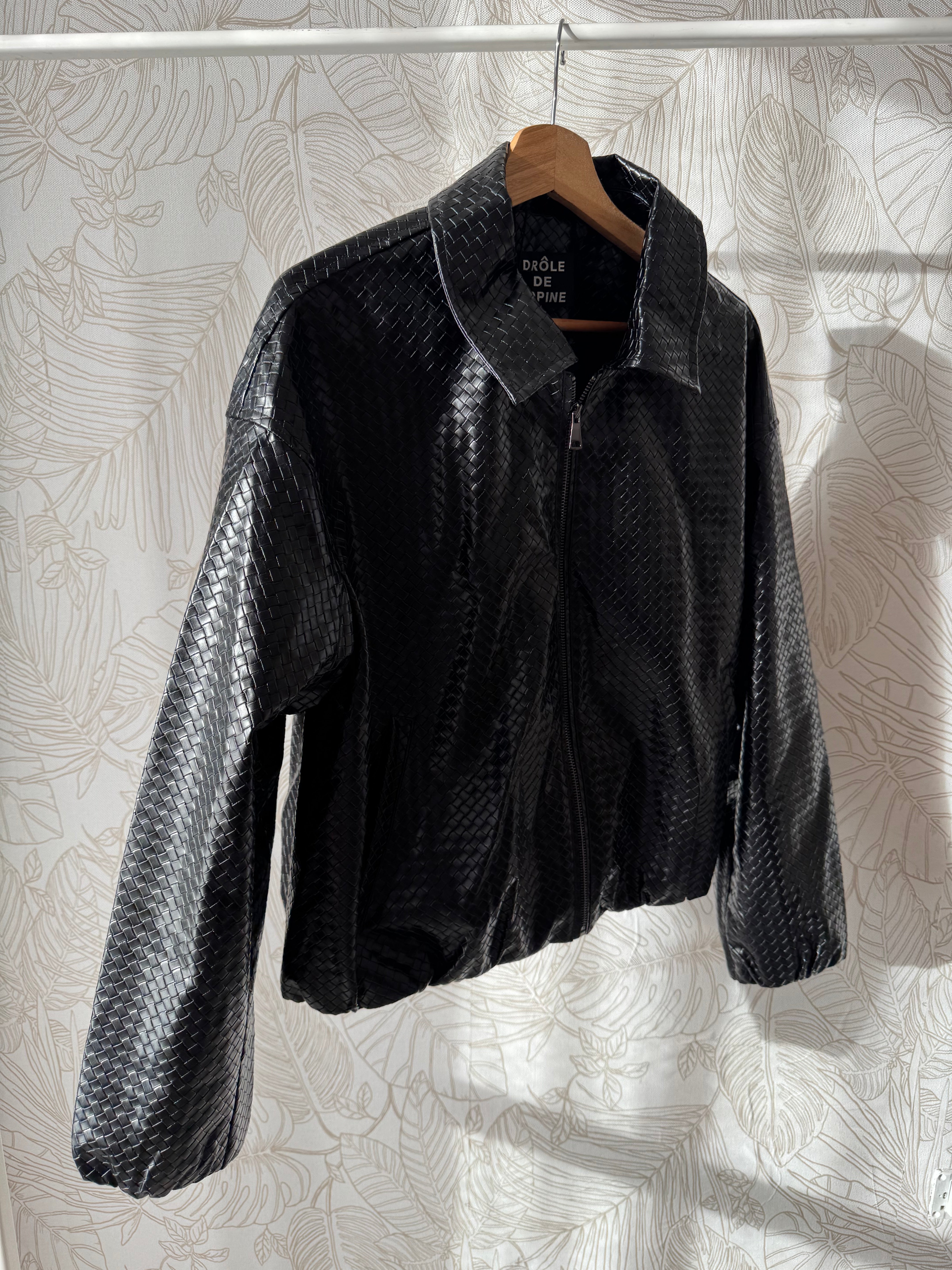 Giacca Ecopelle Braided Nera
