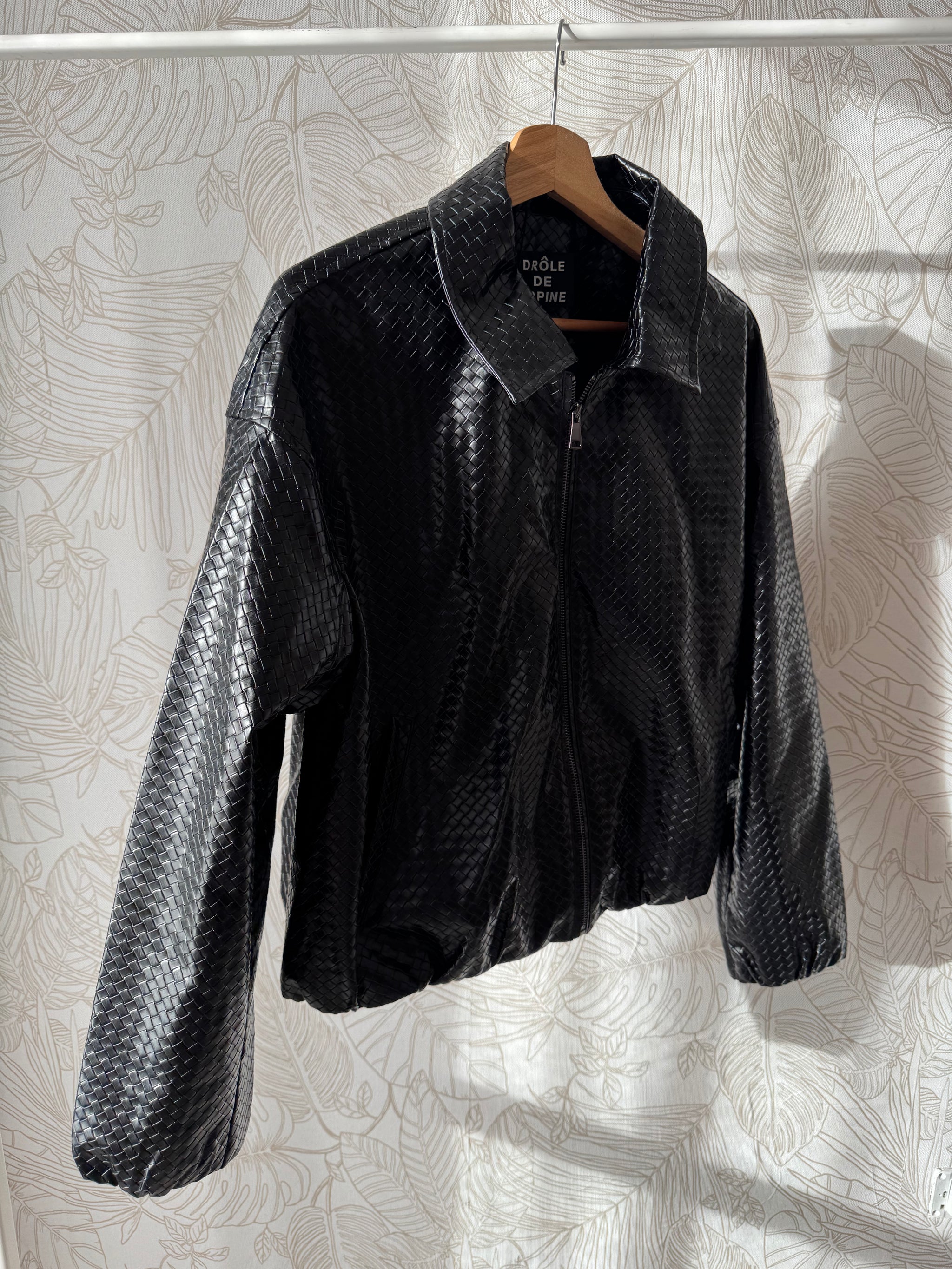 Giacca Ecopelle Braided Nera